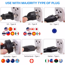 ITALY/IT Adapter Travel Type L Plug to UK English, US USA American, AUS Australia, EU Europe European, Asia, China, Thailand, Ireland Adaptor