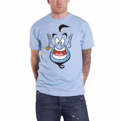 Aladdin T Shirt Genie Face new Official Disney Mens Light Blue - M, Light Blue