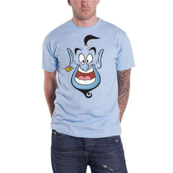 Aladdin T Shirt Genie Face new Official Disney Mens Light Blue - M, Light Blue