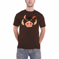 Lion King T Shirt Pumbaa Face new Official Disney Mens Brown - M, Brown