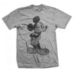 Mickey Mouse T Shirt Vintage Sketch Logo new Official Disney Mens Grey - L, Grey