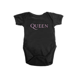, Black) Queen Pink Band Logo Baby Grow - X-Small (0 - 3 months