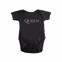 , Black) Queen Pink Band Logo Baby Grow - X Large (12 -18 months