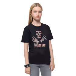 , Black) Misfits Kids Hands Band Logo T Shirt - Small (5/6 Yrs