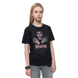 , Black) Misfits Kids Hands Band Logo T Shirt - Large (9/10 Yrs