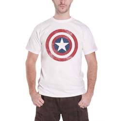 Marvel Comics T Shirt Captain America Distressed Shield new Official Mens White