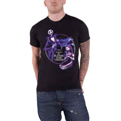 Disney T Shirt The Nightmare Before Christmas Purple Graveyard new Official Mens - XXL, Black