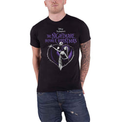 Disney T Shirt The Nightmare Before Christmas Purple Heart Official Mens Black - L, Black
