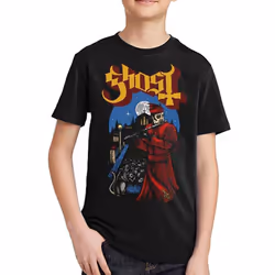 ) Ghost Kids T Shirt Advanced Pied Piper Band Logo Official Black Ages 5-14 yrs - Large (9/10 Yrs