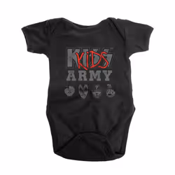 , Black) Kiss Army Band Logo Baby Grow - XX Large (18 - 24 months