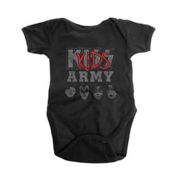 , Black) Kiss Army Band Logo Baby Grow - XX Large (18 - 24 months