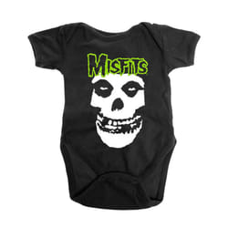 , Black) Misfits Skull and Logo Baby Grow - XX Large (18 - 24 months