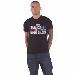 Falcon & Winter Soldier T Shirt Text Logo new Official Marvel Comics Mens Black - XL, Black