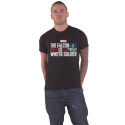 Falcon & Winter Soldier T Shirt Text Logo new Official Marvel Comics Mens Black - XL, Black