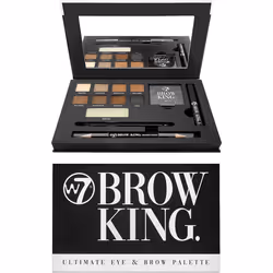 W7 | The Brow King Ultimate Eye and Brow Kit | Groom, Shape and Define | Essentials: Mixing Tray, Wax, Gel, Highlight And App ...