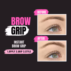 Brow Grip - Instant Gel Fixer - Clear Strong Hold Formula For Eyebrow Makeup