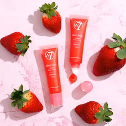 W7 Gloss Away Lip Balm - 2 Piece Set - Nourishing Lip Balm Formula With Shea Butter - Strawberry