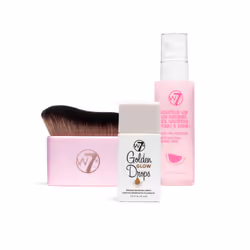 Golden Glow Drops Essential Trio - 3 Piece Set - Liquid Bronzing Drops, Moisturiser & Body Brush