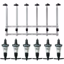 6 x 25ml Solo Bar Optic Spirit Measure & 6 Bottles 70cl/1L Wall Mounted Bracket