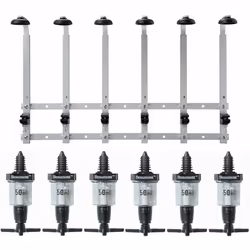 6 x 50ml Solo Bar Optic Spirit Measure & 6 Bottles 70cl/1L Wall Mounted Bracket