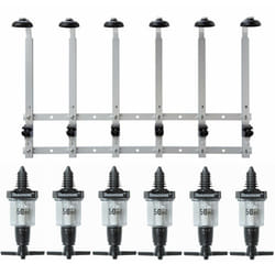 6 x 50ml Solo Bar Optic Spirit Measure & 6 Bottles 70cl/1L Wall Mounted Bracket