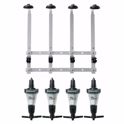 4 x 25ml Solo Bar Optic Spirit Measure & 4 Bottles 70cl/1L Wall Mounted Bracket