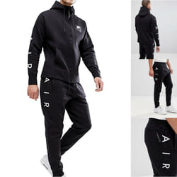 Nike Air Men Full Tracksuit Set Zip Up Hoodie 886044 - Black, M