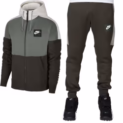 Nike Air Men Full Tracksuit Set Zip Up Hoodie 886044 - Olive Green, M
