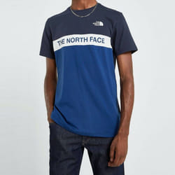 The North Face Mens T Shirt Woven Colour Block TNF Crew Neck Tee - Blue, XL