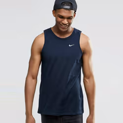 Nike Mens Athletic Training Gym Vest Sleeveless Tank Top - Blue, S