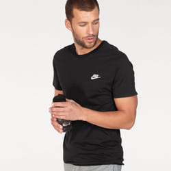 Nike Mens Futura T Shirt Sportswear Club Swoosh Classic Logo Crew Neck Tee - Black, XL