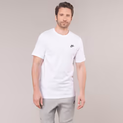 Nike Mens Futura T Shirt Sportswear Club Swoosh Classic Logo Crew Neck Tee - White, M