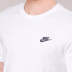 Nike Mens Futura T Shirt Sportswear Club Swoosh Classic Logo Crew Neck Tee - White, M