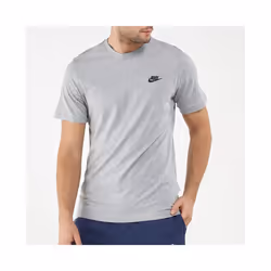 Nike Mens Futura T Shirt Sportswear Club Swoosh Classic Logo Crew Neck Tee - Grey, L