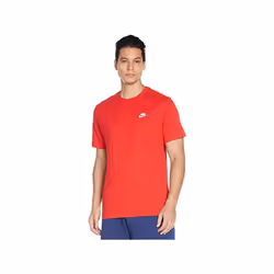 Nike Mens Futura T Shirt Sportswear Club Swoosh Classic Logo Crew Neck Tee - Red, XL