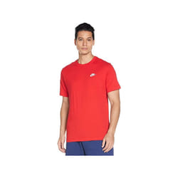 Nike Mens Futura T Shirt Sportswear Club Swoosh Classic Logo Crew Neck Tee - Red, XL