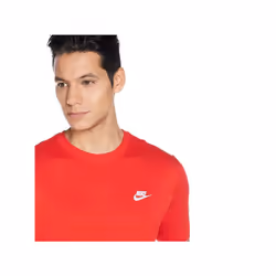 Nike Mens Futura T Shirt Sportswear Club Swoosh Classic Logo Crew Neck Tee - Red, XL