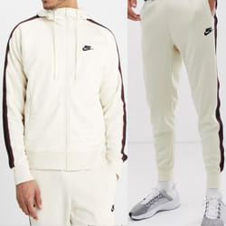 Nike Mens Tribute Poly Hooded Sports Tracksuit - Cream, XL