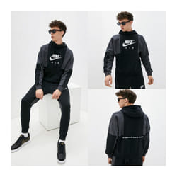 Nike Air Mens Contrast Pullover Hooded Tracksuit Set - M