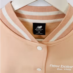 New Balance Womens Varsity Jacket Fleece Contrast Girls Bomber Sweat Jacket - XS, Pink