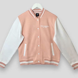 New Balance Womens Varsity Jacket Fleece Contrast Girls Bomber Sweat Jacket - S, Pink