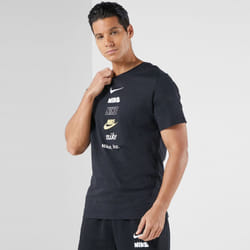 Nike Multi Stack Logo T Shirt Crew Neck Tee - Black, S