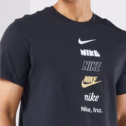 Nike Multi Stack Logo T Shirt Crew Neck Tee - Black, M