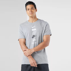 Nike Multi Stack Logo T Shirt Crew Neck Tee - Grey, M