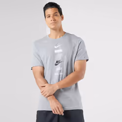 Nike Multi Stack Logo T Shirt Crew Neck Tee - Grey, XXL