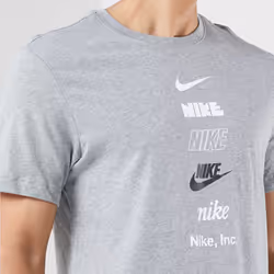Nike Multi Stack Logo T Shirt Crew Neck Tee - Grey, XXL