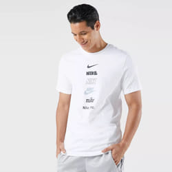 Nike Multi Stack Logo T Shirt Crew Neck Tee - White, M