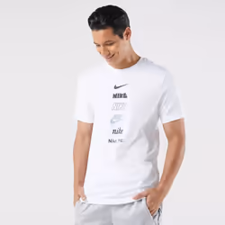 Nike Multi Stack Logo T Shirt Crew Neck Tee - White, L