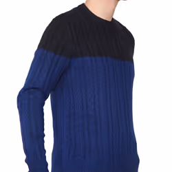 EX M&S Mens Jumper Cable Crew Neck Jumper - Navy Mix, S