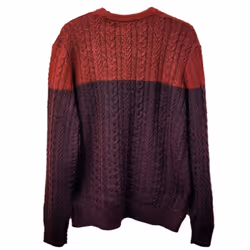 EX M&S Mens Jumper Cable Crew Neck Jumper - Red Mix, XS
